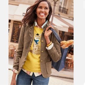 Talbots Plus Houndstooth Ruffle Trim Wool Blend Blazer New With Tags Size 20W